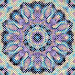 Poster - Vector seamless mosaic art pattern. Art background. Mandala image