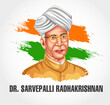 Sarvepalli Radhakrishnan Jayanti poster design. Saluting celebrating with tricolor flag.