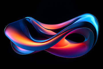 Abstract  lightong  shape against  black background, 3D illustration.  Smooth shape 3d rendering, Generate Ai