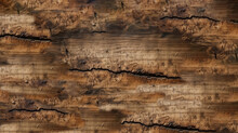 Wood Decay With Wood Termites , Old Grunge Dark Textured Wooden Background , The Surface Of The Old Brown Wood Texture. Generative Ai.
