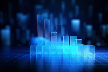 Poster - Blue glass Office Charts & Financial Analysis for Corporate Success, Explore global financial trends with blue charts and graphs for corporate success and profit analysis