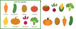 © juliyas - Match the vegetable activity sheet for kids. Matching game for school and preschool. Learning vegetables for toddlers. Cut and glue worksheet. Vector illustration