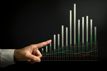 Poster - A digital graph in the hands of a businessman, depicting financial growth and strategy. Navigate the path to business success concept,banner