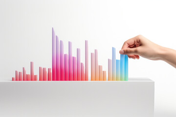Poster - Unlocking business success through data:  financial chart in red and blue, symbolizing growth and progress