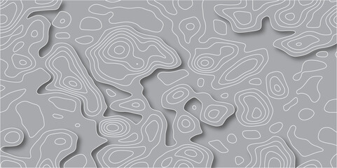 Fototapete - Topographic map background concept with space for your copy.Gray and white wave abstract topographic map contour background.Abstract lines  paper texture Imitation of a geographical map shades.