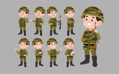 Wall Mural - Set of soldier with different poses