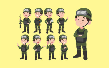 Wall Mural - Set of soldier with different poses