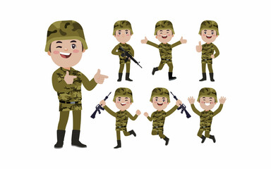 Wall Mural - Set of soldier with different poses