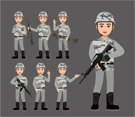 Wall Mural - Set of soldier with different poses