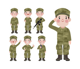 Wall Mural - Set of soldier with different poses