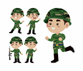 Wall Mural - Set of soldier with different poses