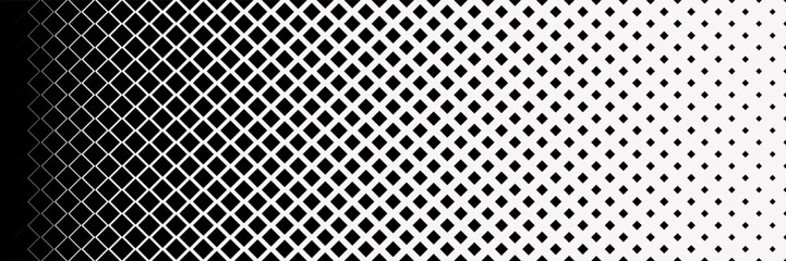 Horizontal black square on white for pattern and background.Gradient background with squares Halftone dots design Light effect Vector isolated object for website, poster.