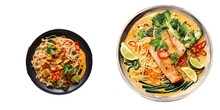 Healthy Food Consisting Of Noodles Fish Curry Sauce And Vegetables Transparent Background