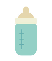 Poster - Plastic milk bottle with pacifier semi flat colour vector object. Editable cartoon clip art icon on white background. Simple spot illustration for web graphic design
