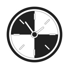 Fototapete - Wall clock monochrome flat vector object. Showing time. Editable black and white thin line icon. Simple cartoon clip art spot illustration for web graphic design