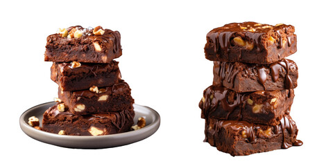 Poster - Tasty walnut brownies on a backdrop transparent background