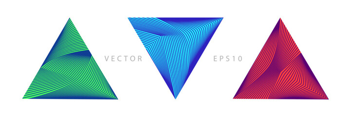 Wall Mural - set of triangular graphic elements. abstract geometric linear symbols. vector flat illustration.
