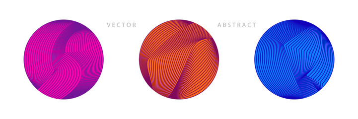 Wall Mural - set of circular graphic elements. abstract geometric linear symbols. vector flat illustration.