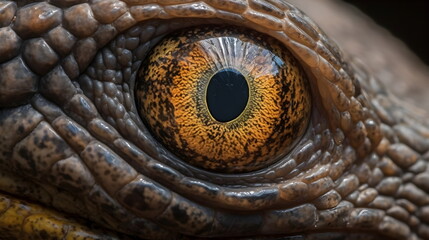 Komodo Dragon Eye Close Up Wild Animal - Generative AI