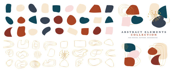 Poster - set of shapes and gold lines for composition of poster