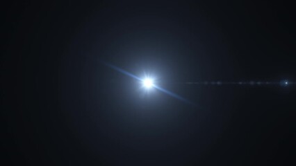 Wall Mural - abstract loop center blue star optical shine light lens flares flickering rotation animation on blac