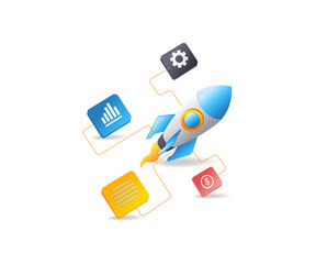 Poster - Rocket gliding infographic business management system