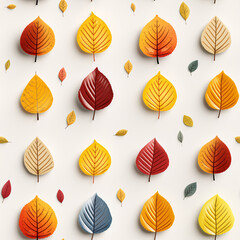 Wall Mural - Seamless Pattern of Autumn's Orange Leaves: A Background of Fall Foliage