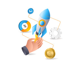 Poster - New business launch rocket