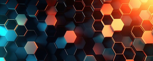 Wall Mural - Free photo Technological style with colorful hexagon pattern abstract background. Layout design templates. generative AI