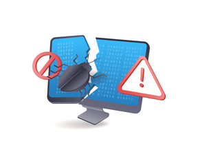Aufkleber - Computers broke with malware attacks