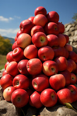 Wall Mural - stack heap of ripe apples fresh harvest organic