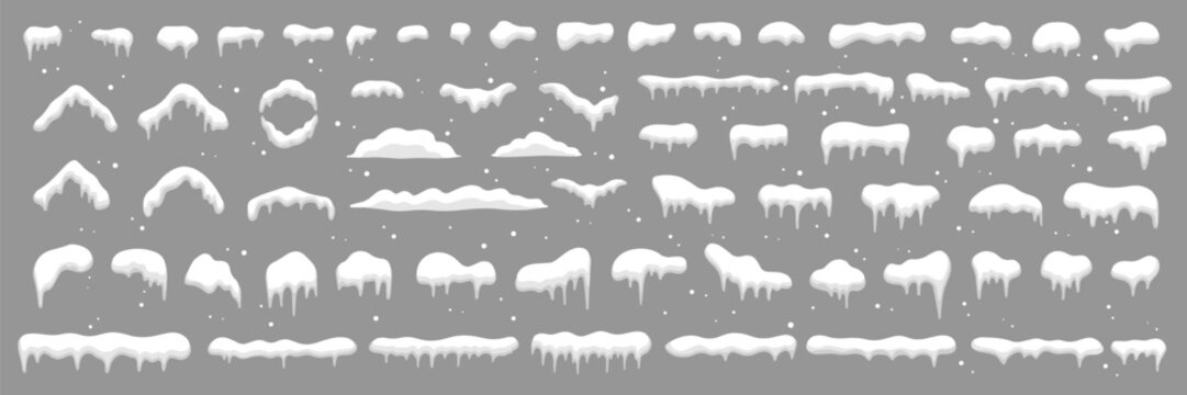 Wall Mural -  - Snow caps, snowballs and snowdrifts set template