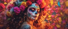Woman Halloween Costume. Day Of The Dead	