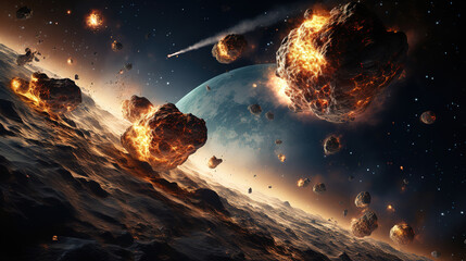 Meteorite approaching to the earth. Generative Ai
