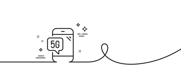 Poster - 5g technology phone line icon. continuous one line with curl. wifi wireless network sign. mobile dat