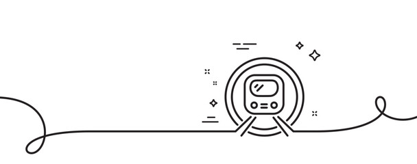 Metro subway transport line icon. Continuous one line with curl. Public underground transportation sign. Metro subway single outline ribbon. Loop curve pattern. Vector