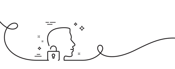 Poster - face accepted line icon. continuous one line with curl. access granted sign. unlock system symbol. u