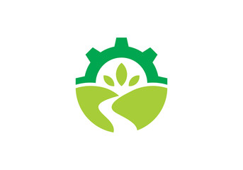 Sticker - agriculture tree logo gear combination, unique concept. farm symbol icon