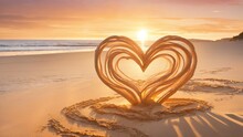 Heart In The Sand With Beautiful Beach View