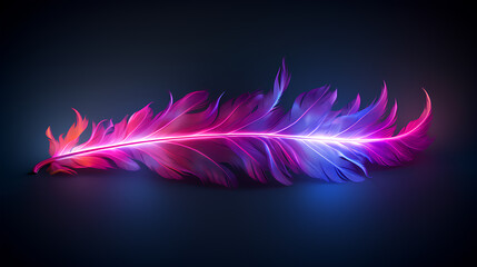 Wall Mural - abstract neon feather on black background.