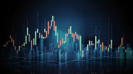 Wall Mural - Business candle stick graph chart of stock market investment trading. Growth and changes concept