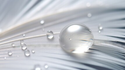  a close up of a feather with a drop of water on it.  generative ai