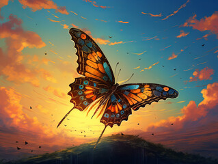 Wall Mural - Colorful butterfly at dawn