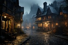 Victorian Streets: Cobbled Streets With Victorian Era Theme.