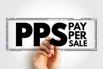 Poster - pps pay per sale - online advertisement pricing system where the website owner is paid on the basis 