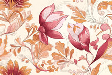 Vector Art Painting Illustration Flower Pattern. Textile, Ornamental, Ornate, Hand-drawn, Drapery, Curl, Watercolor, Trendy, Painting, Repeat, Fancy, Elements, Diverse, Deco, Stain