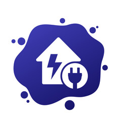 Sticker - electric home icon, house and plug vector