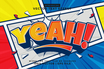 Aufkleber - Editable text effect Yeah 3d cartoon template comic style premium vector