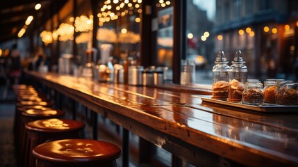 Canvas Print - Coffee shop blur background with bokeh