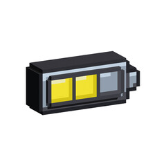 Poster - Isometric Pixel art 3d of yellow half battery bar for items asset. half charge energy bar on pixelated style.8bits perfect for game asset or design asset element for your game design asset.